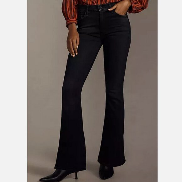 MOTHER 30 NWT The Weekender High-Rise Flare Jeans Deep End Black Anthropologie